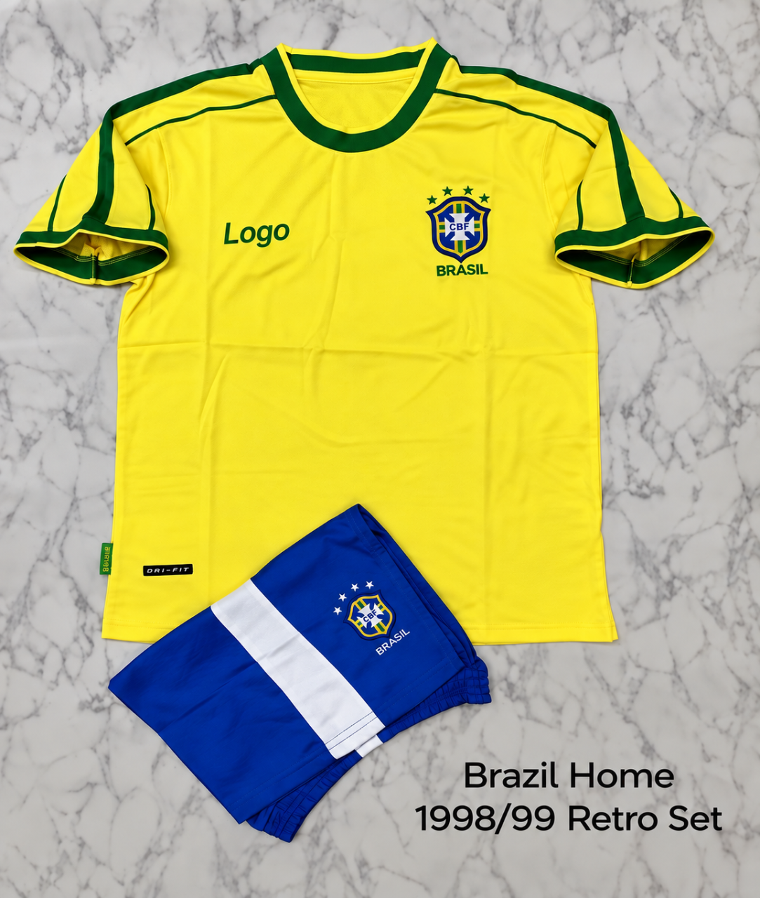 Brazil Home 1998/99 Retro Football Jersey Set (Jersey + Shorts)