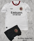 Ac Milan Away 26/27 Football Jersey Set (Jersey + Shorts)