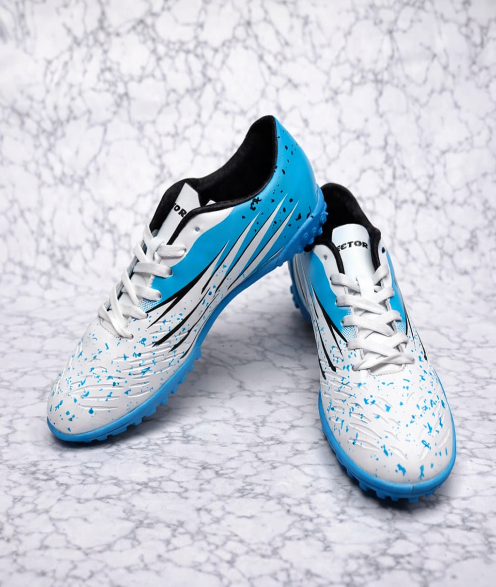 Vector X Fizer 7.0 White/Cyan Football Turf Shoes