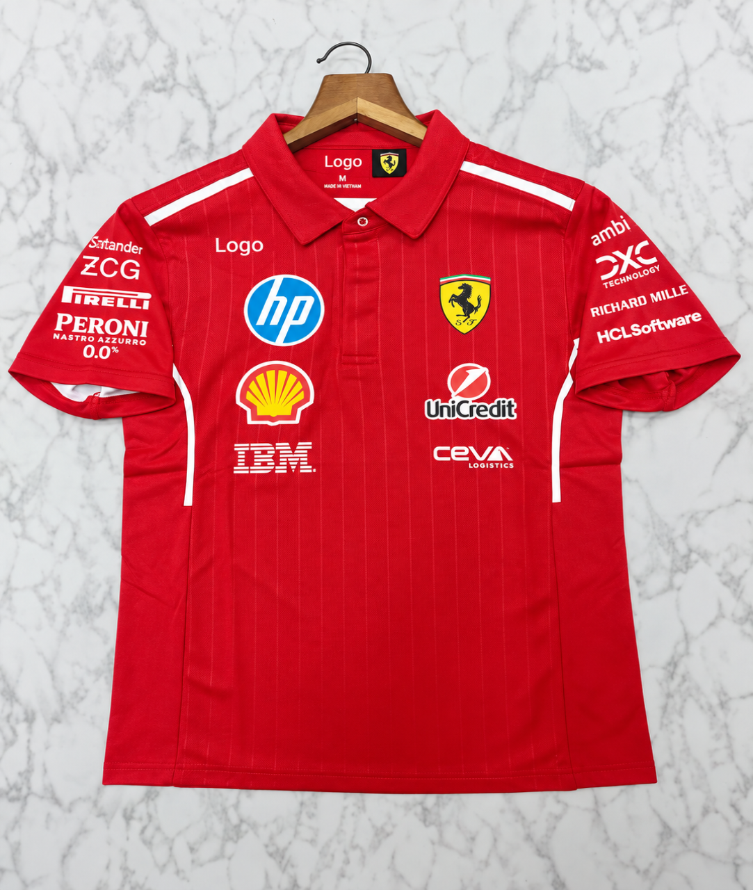 Scuderia Ferrari HP F1 Team Polo T-Shirt (Stripped)