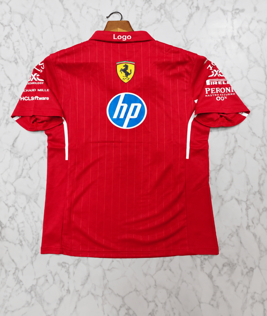 Scuderia Ferrari HP F1 Team Polo T-Shirt (Stripped)