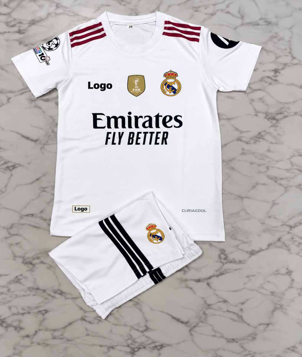 Real Madrid Home 26/27 Kids India Football Jersey Set (Jersey + Shorts)