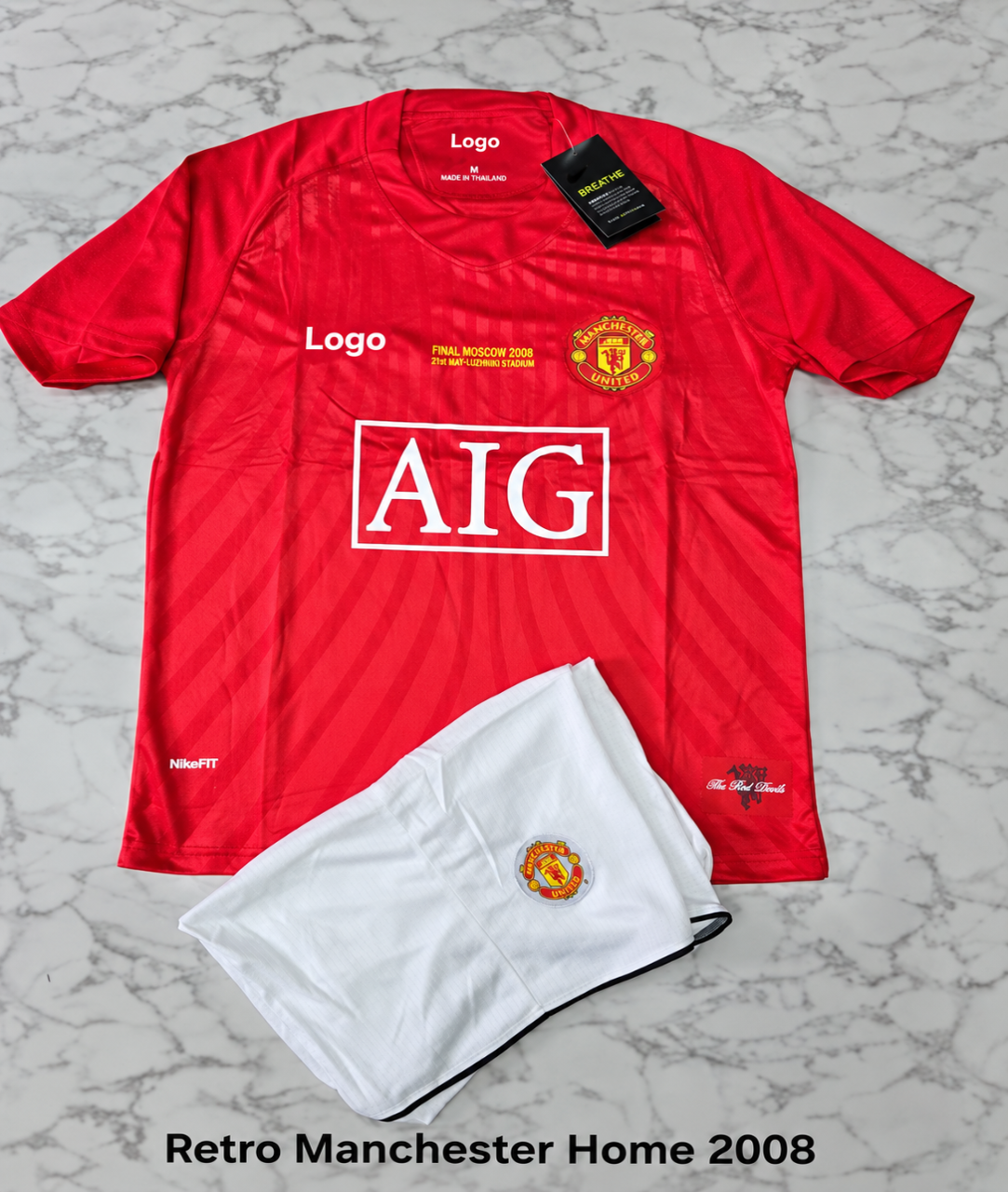 Manchester United Home 2007/08 Retro Football Jersey Set (Jersey + Shorts)