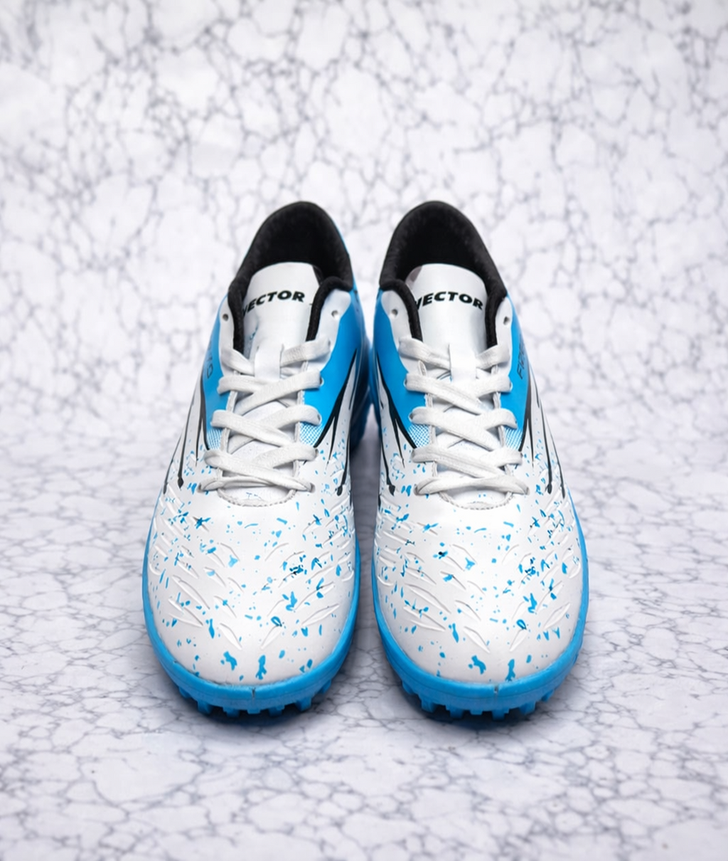 Vector X Fizer 7.0 White/Cyan Football Turf Shoes