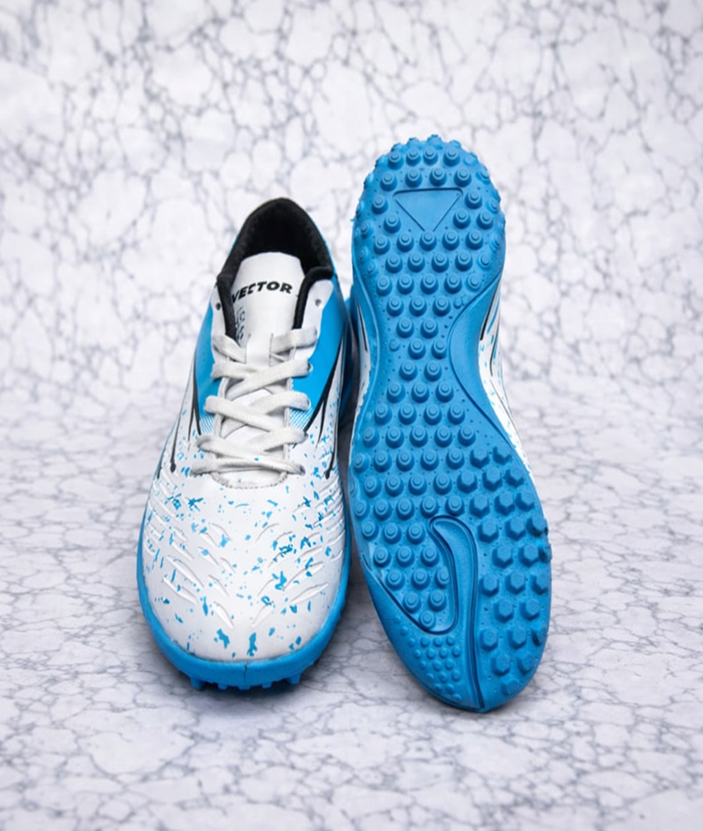 Vector X Fizer 7.0 White/Cyan Football Turf Shoes