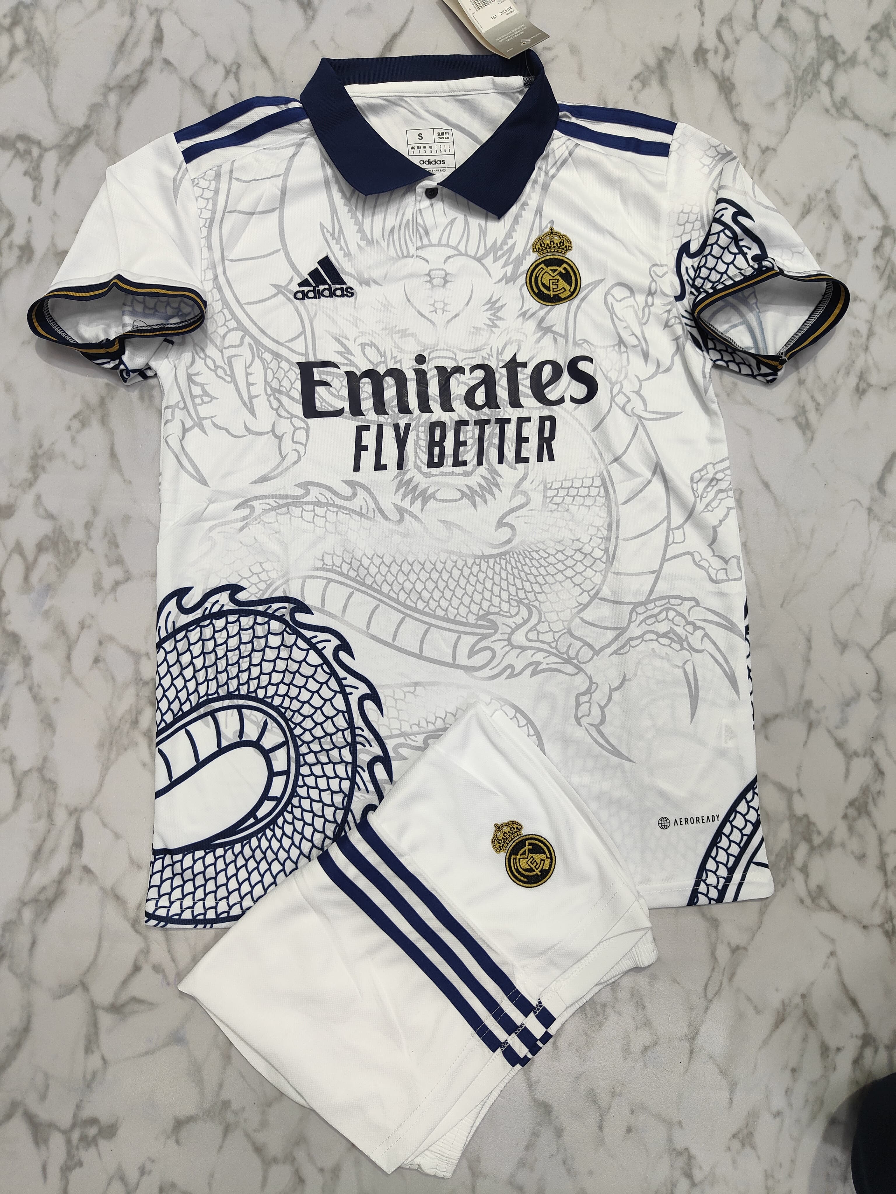 Real Madrid White Dragon 25/26 Football Jersey Set (Jersey + Shorts)