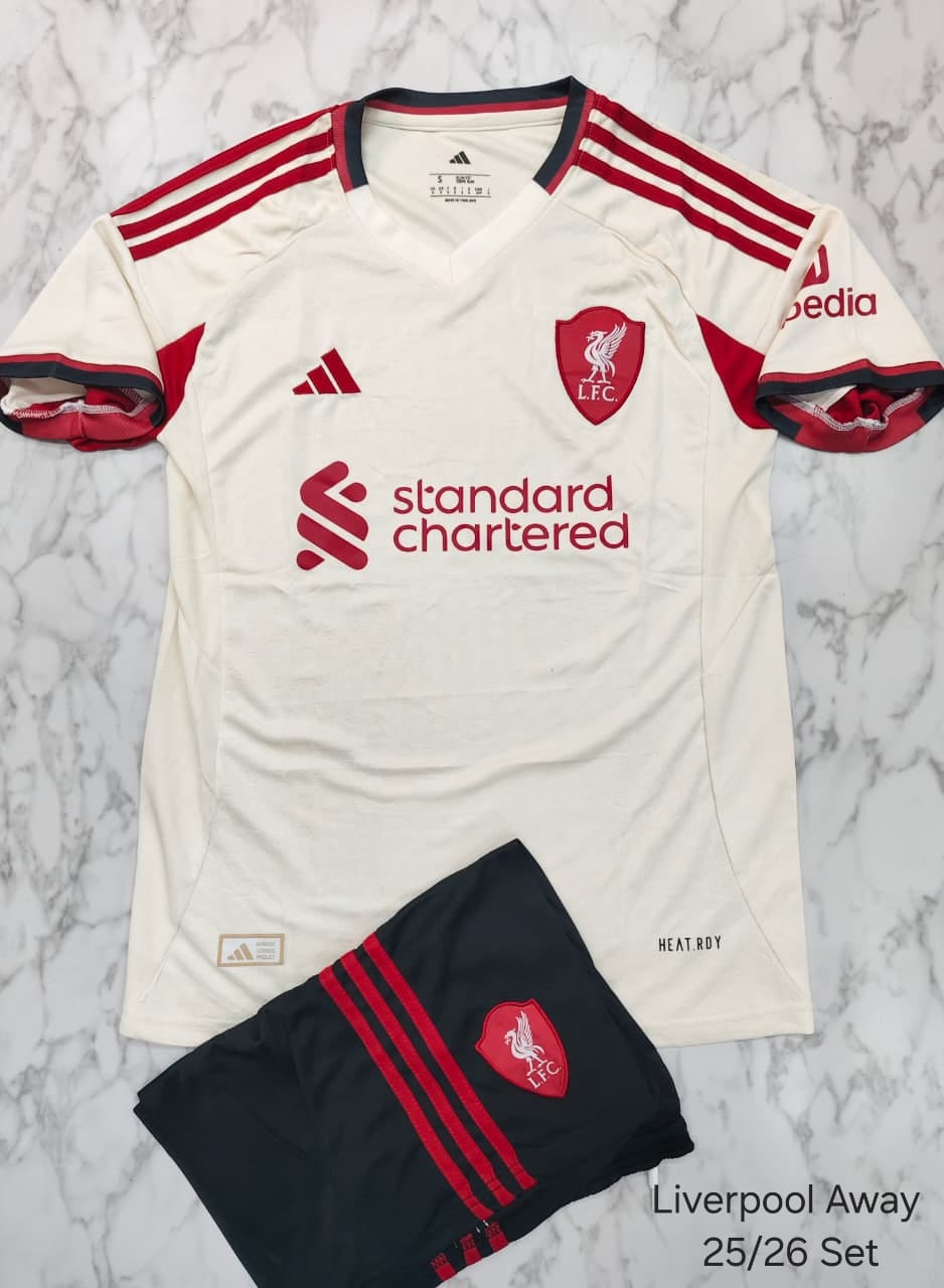 Liverpool Away 25/26 Football Jersey Set (Jersey + Shorts)