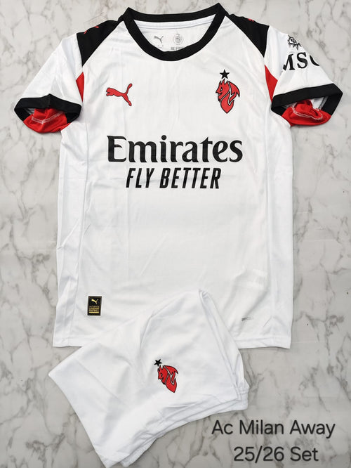 AC Milan Away 25/26 Football Jersey Set (Jersey + Shorts)