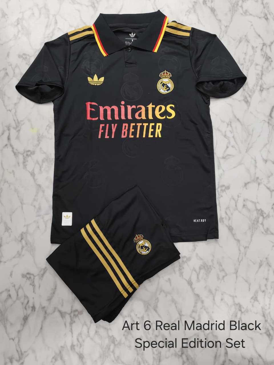 Real Madrid Black Special Edition Football Jersey Set (Jersey + Shorts)