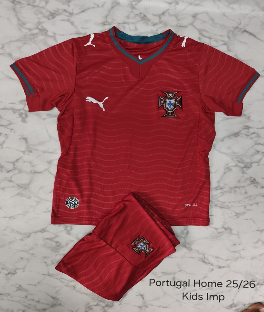 Portugal Home Imported Kids Football Jersey Set (Jersey + Shorts)