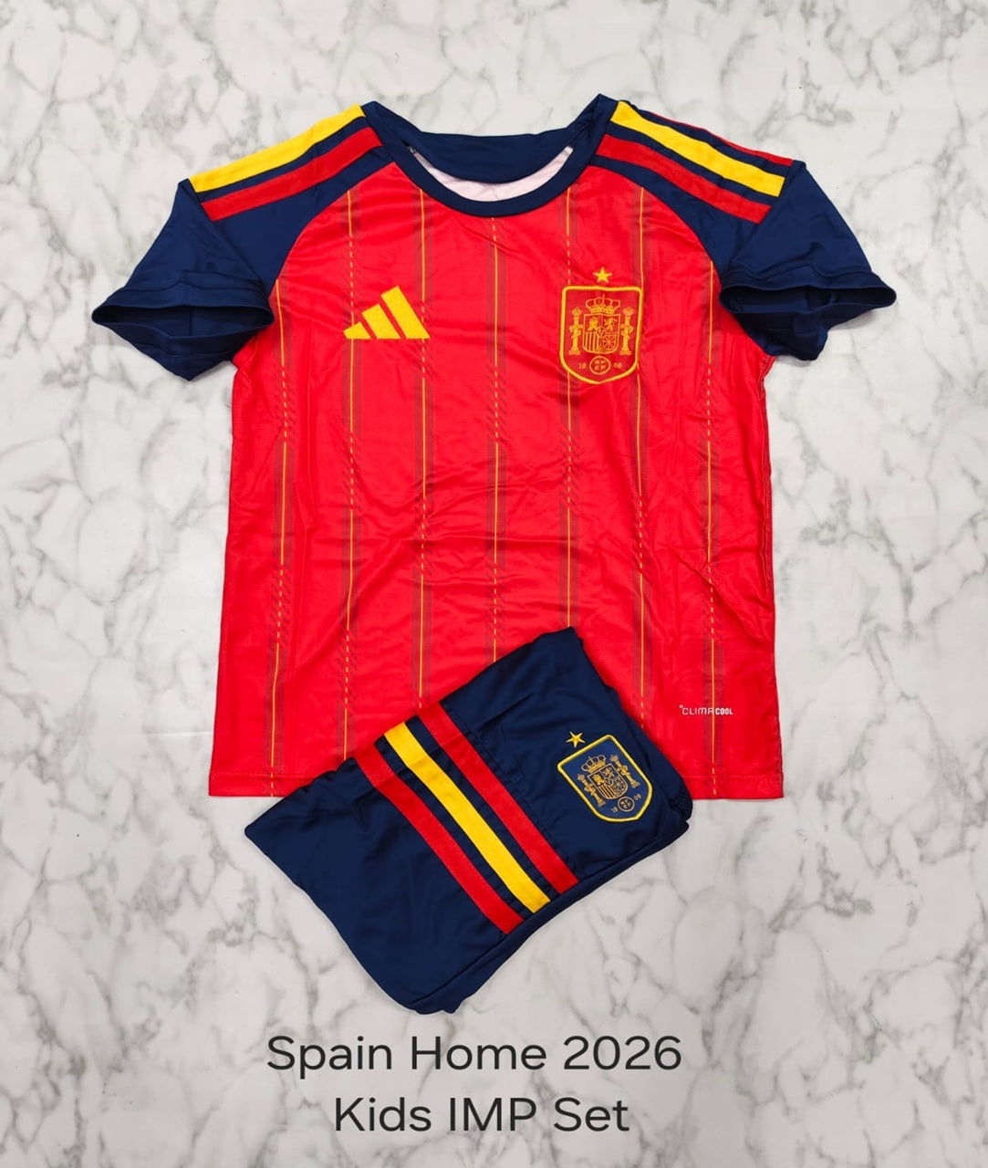 Spain Home 25/26 Imported Kids Football Jersey Set (Jersey + Shorts)