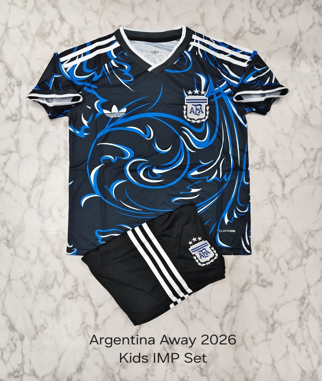 Argentina Away 25/26 Imported Kids Football Jersey Set (Jersey + Shorts)