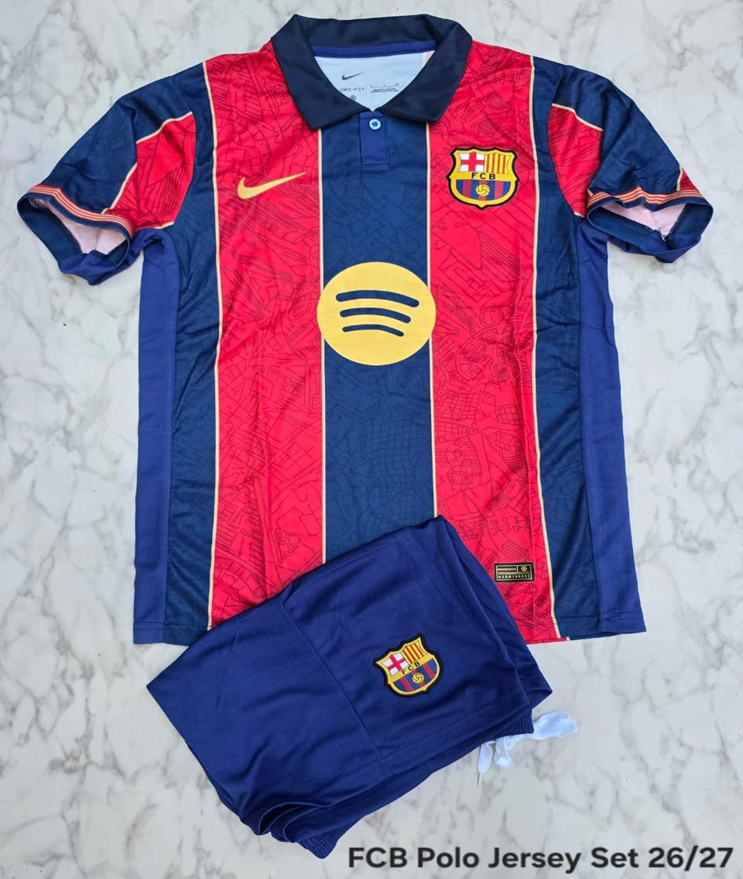 FC Barcelona Polo Edition Football Jersey Set (Jersey + Shorts)