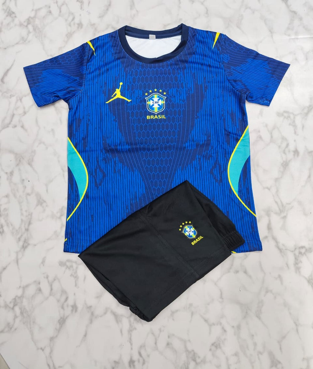 Brazil Away 25/26 Kids India Football Jersey Set (Jersey + Shorts)