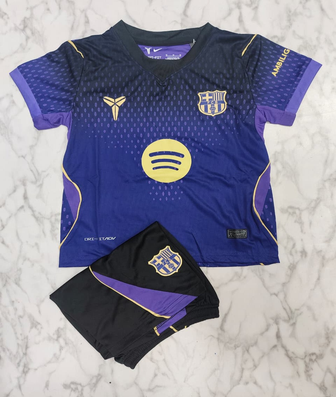 FC Barcelona Away 26/27 Imported Kids Football Jersey Set (Jersey + Shorts)