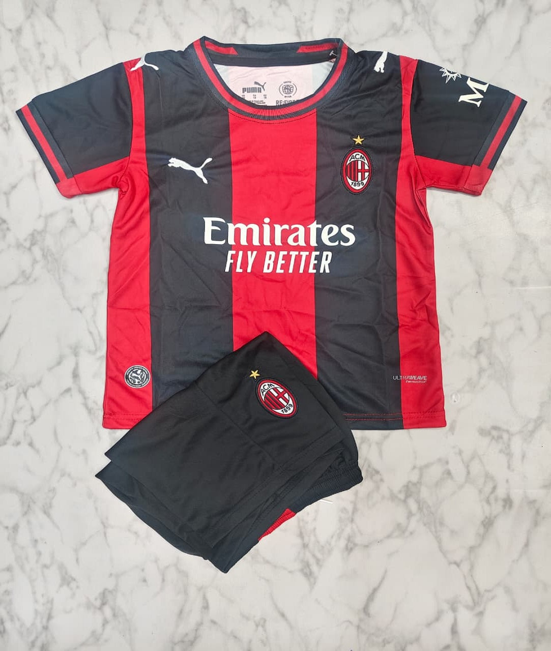 AC Milan Home 26/27 Imported Kids Football Jersey Set (Jersey + Shorts)