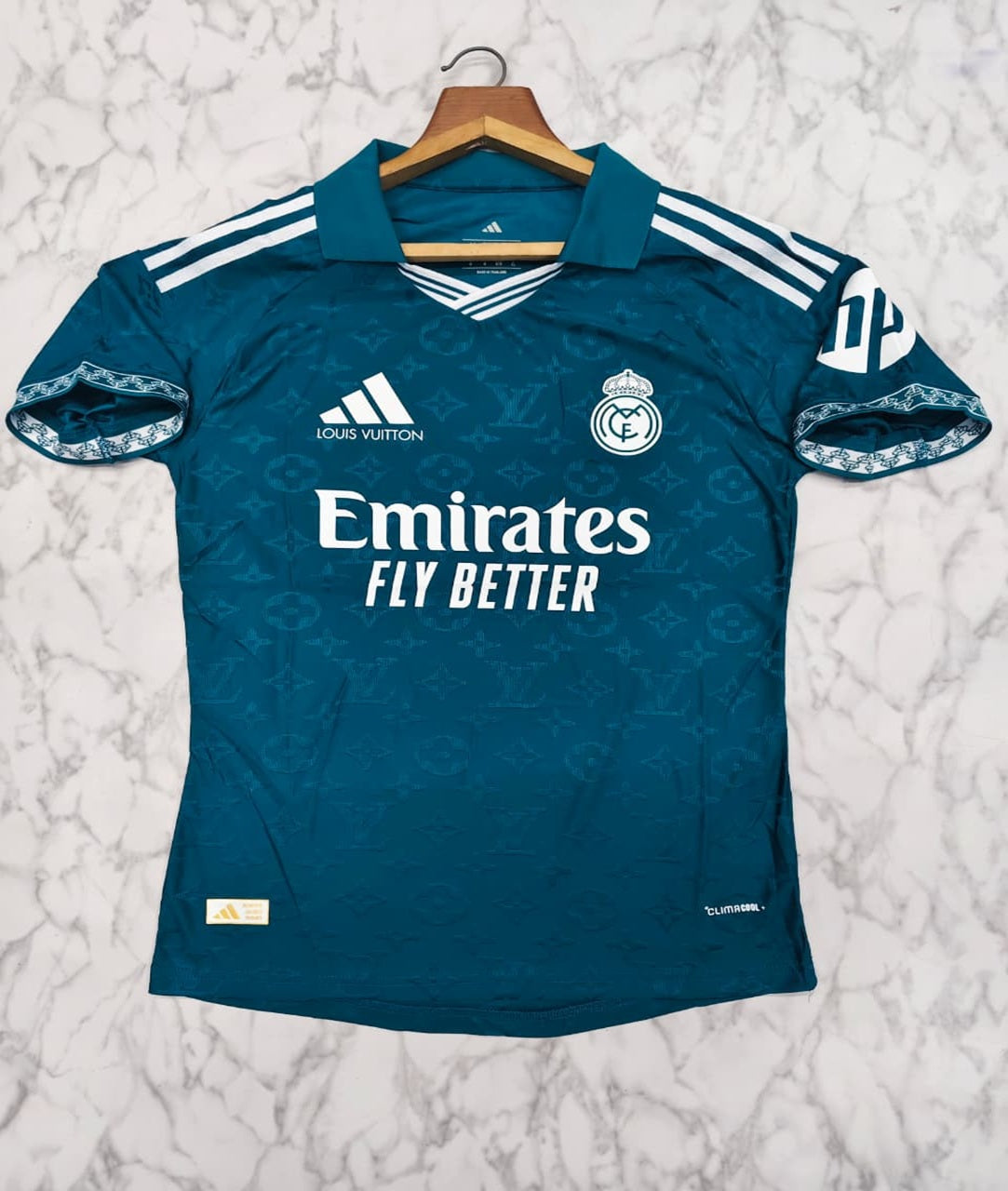 Real Madrid Louis Vuitton (Teal Green) Player Version Football Jersey