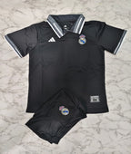 Real Madrid Polo Black 26/27 Imported Kids Football Jersey Set (Jersey + Shorts)