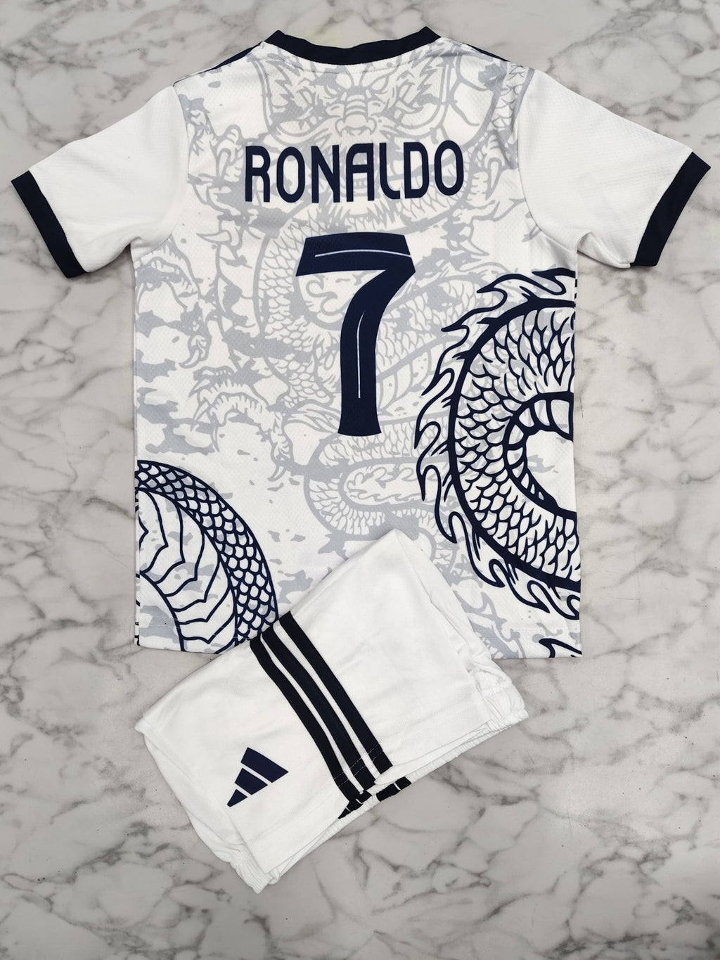 Real Madrid White Dragon 25/26 Kids India Football Jersey Set (Jersey + Shorts)