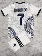 Real Madrid White Dragon 25/26 Kids India Football Jersey Set (Jersey + Shorts)