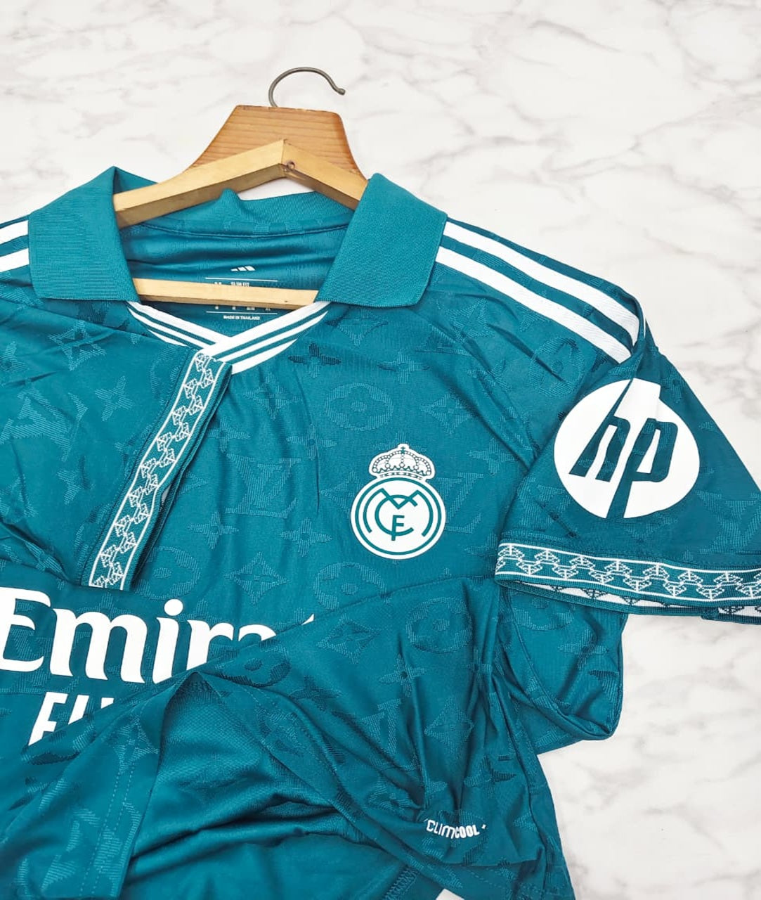 Real Madrid Louis Vuitton (Teal Green) Player Version Football Jersey